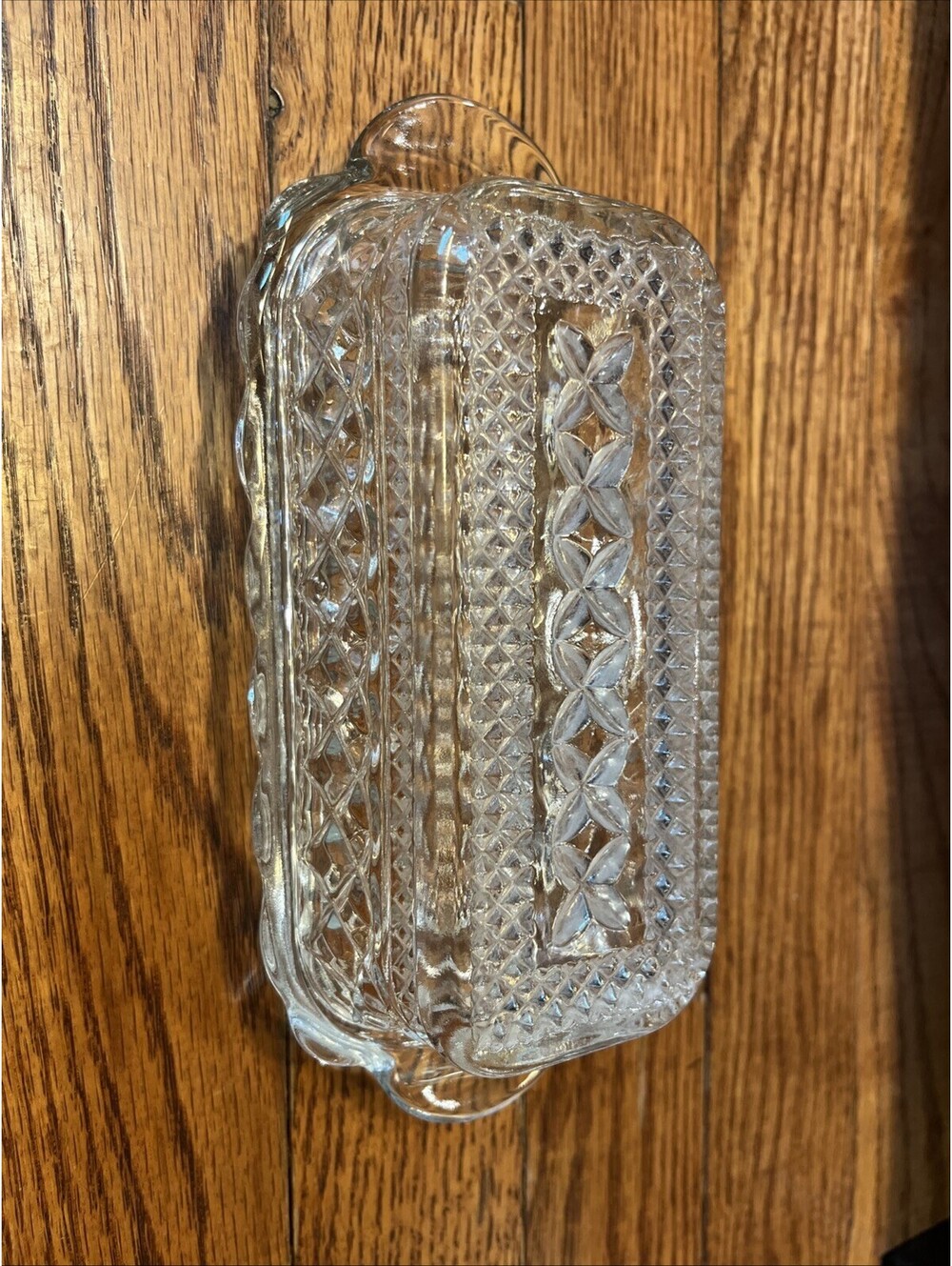 Vintage Anchor Hocking Wexford 1960s Covered Butter Dish MCM Clear Glass